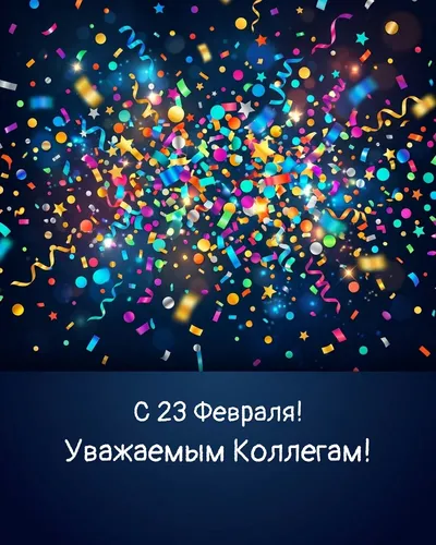 открытка с 23 февраля! уважаемым коллегам! — bright confetti 13